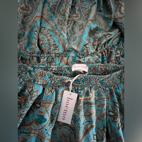 Anthropologie Boemo set cropped top pants large dress boho Bohemia green NWT - Picture 3 of 5